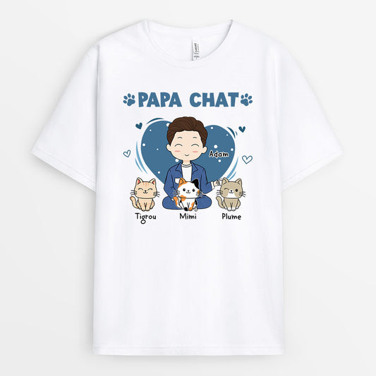 0669Afr1 Cadeau Personnalise T shirt Papa Chat AmoureuxdesChats