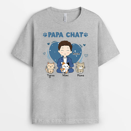 0669Afr2 Cadeau Personnalise T shirt Papa Chat AmoureuxdesChats