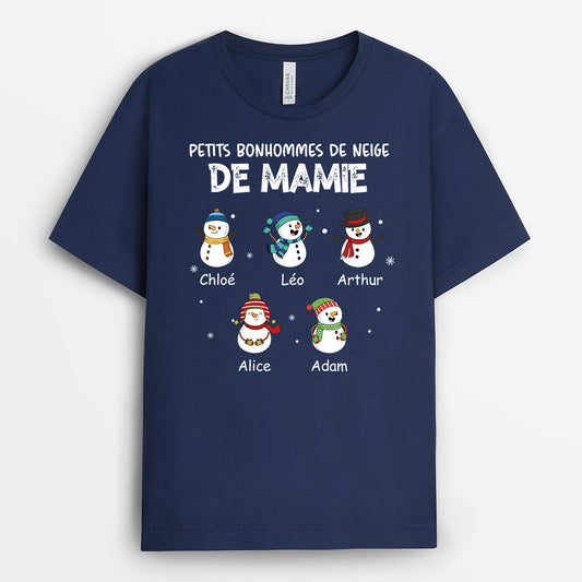 0676Afr1 Cadeau Personnalise T shirt BonhommesDeNeige Mamie Maman Noel