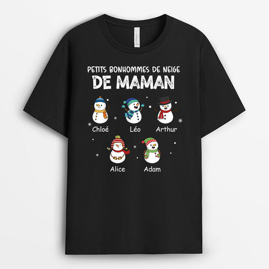 0676Afr2 Cadeau Personnalise T shirt BonhommesDeNeige Mamie Maman Noel