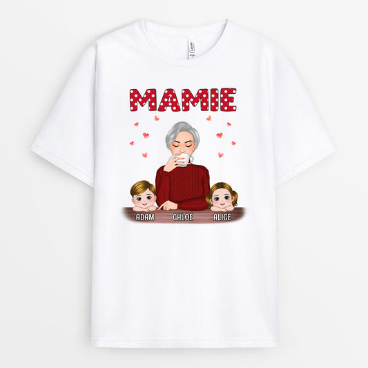 0701Afr1 Cadeau Personnalise T shirt Coeurs Mamie Maman Fetes DesMeres