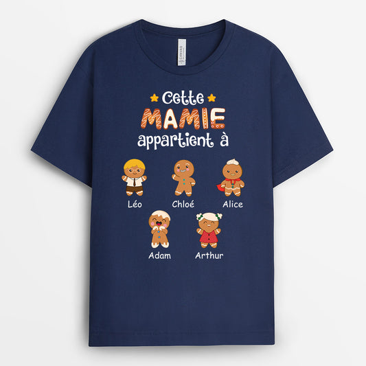 0721AFR1 Cadeau Personnalise T shirt Cookies Petits enfants Maman Mamie