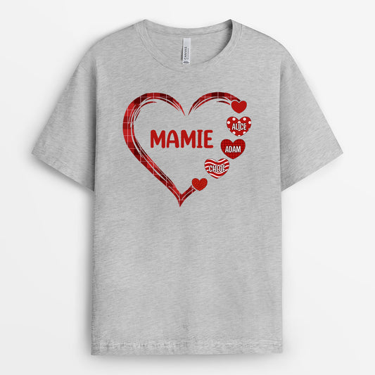 0723AFR1 Cadeau Personnalise T shirt Coeur Mamie Maman