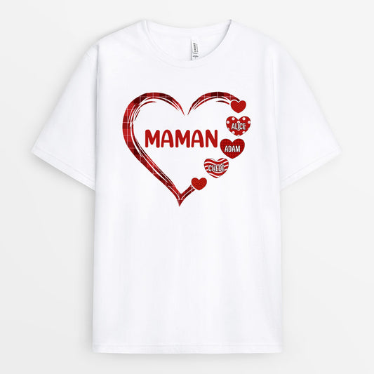 0723AFR2 Cadeau Personnalise T shirt Coeur Mamie Maman
