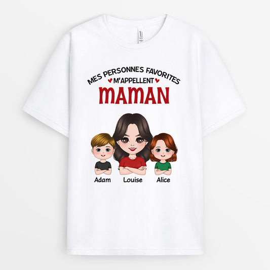 0727Afr1 Cadeau Personnalise T shirt Mes Personne Favorites Maman Mamie