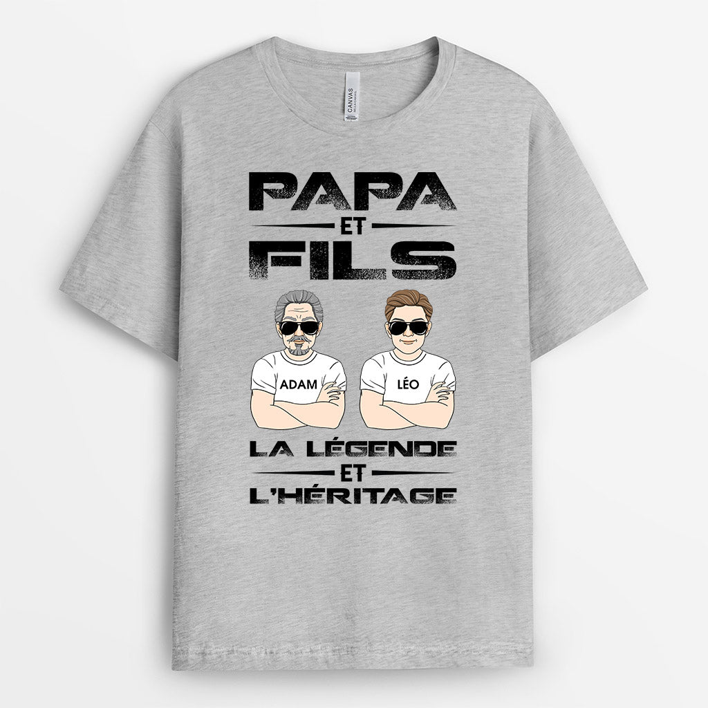 Papa et Fils - Cadeau Personnalisé | T-shirt pour Papi Papa