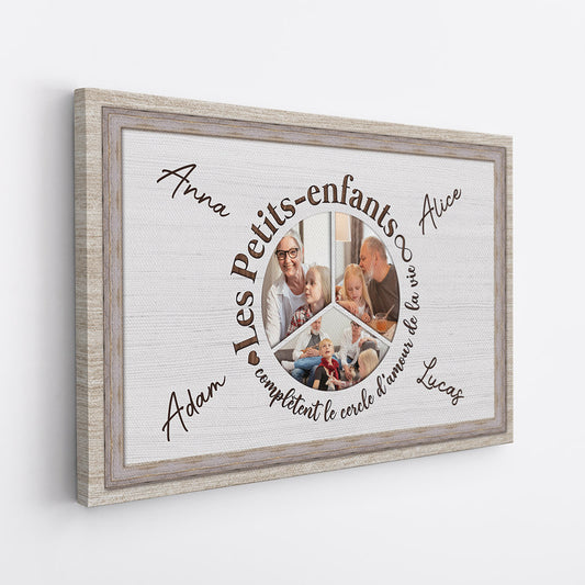0747Cfr2 Cadeau Personnalise Toile Les Petits Enfants Mamie Papi