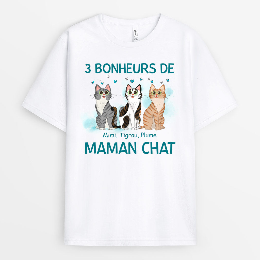 Les Bonheurs - Cadeau Personnalisé | T-shirt pour Amoureux des Chats