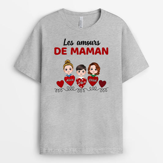 0783AFR2 Cadeau Personnalise T shirt Coeur Maman Mamie