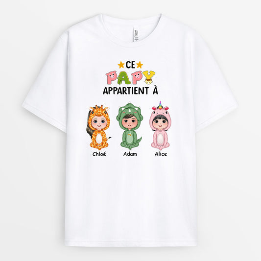 0792AFR1 Cadeau Personnalise T shirt Monstres Papi Papa