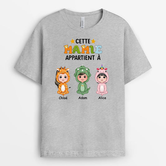 0792AFR2 Cadeau Personnalise T shirt Dinosaures Mamie Maman