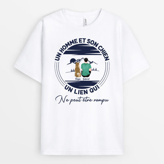 0806AFR1 Cadeau Personnalise T shirt Lien Amoureux Des Chiens