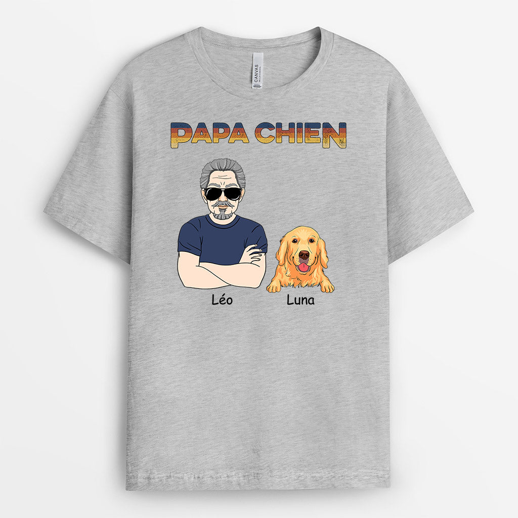 Papa Chien - Cadeau Personnalisé | T-shirt pour Amoureux des chiens