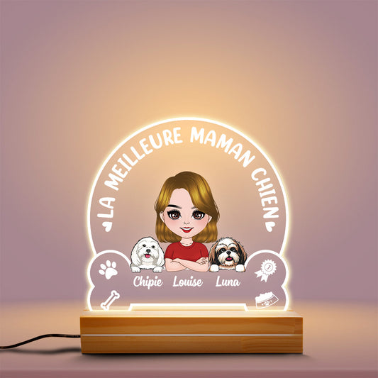 0822LFR2 Cadeau Personnalise Veilleuse LED 3D Chien Amoureux des Chiens