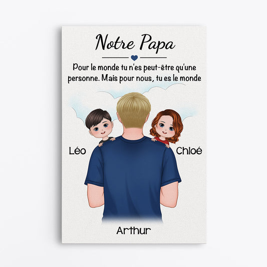 0823CFR1 Cadeau Personnalise Toile Monde Papi Papa