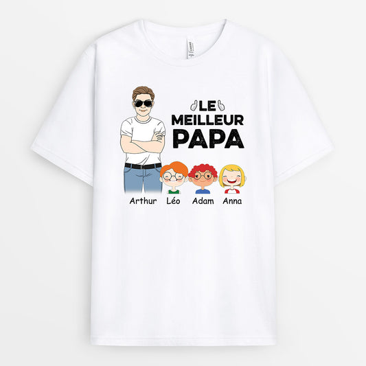 0826AFR2 Cadeau Personnalise T shirt Meilleur Papi Papa