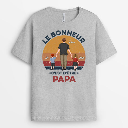 0828AFR2 Cadeau Personnalise T shirt Bonheur Papi Papa