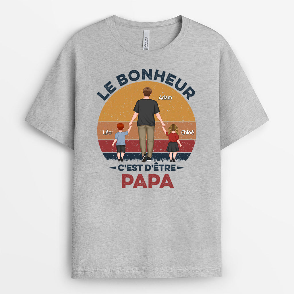 Bonheur d'Être Papa Papi - Cadeau Personnalisé | T-shirt pour Papa Papi