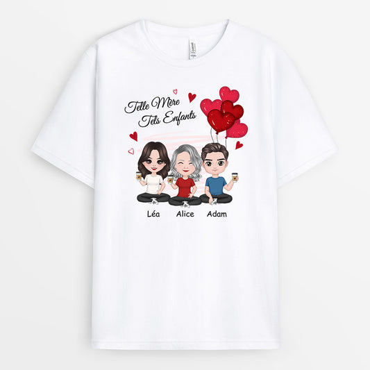 0831AFR1 Cadeau Personnalise T shirt Mere Fille Maman Mamie