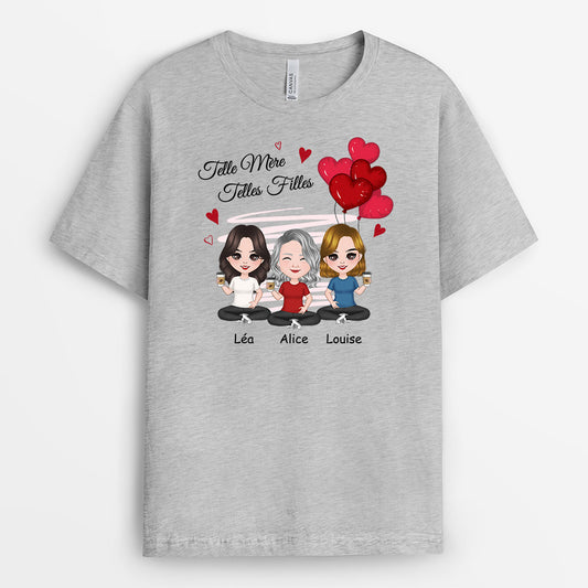 0831AFR2 Cadeau Personnalise T shirt Mere Fille Maman Mamie
