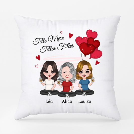 0831PFR2 Cadeau Personnalise Coussin Mere Fille Maman Mamie