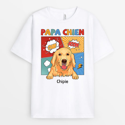 0833AFR1 Cadeau Personnalise T shirt Papa Chien Amoureux des Chiens