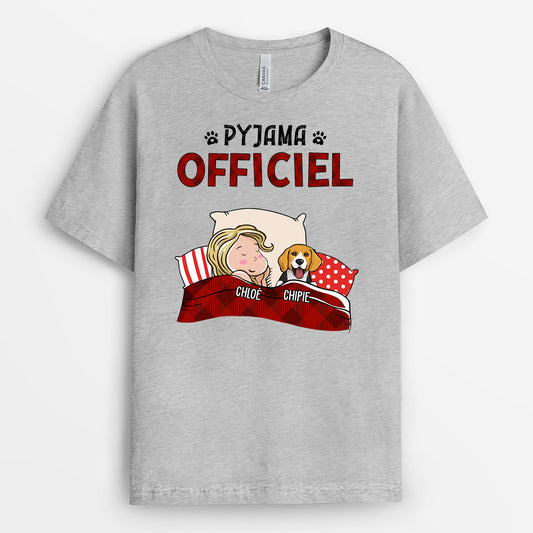 0835AFR1 Cadeau Personnalise T shirt Pyjama Amoureux des Chiens