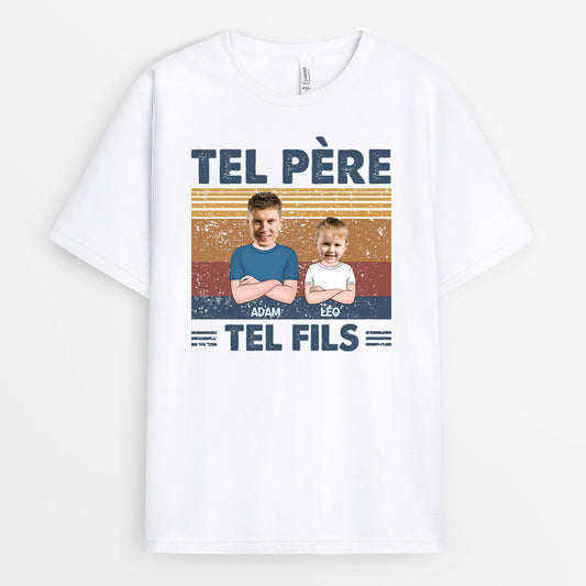 0837AFR1 Cadeau Personnalise T shirt Pere Fils Papa Papi