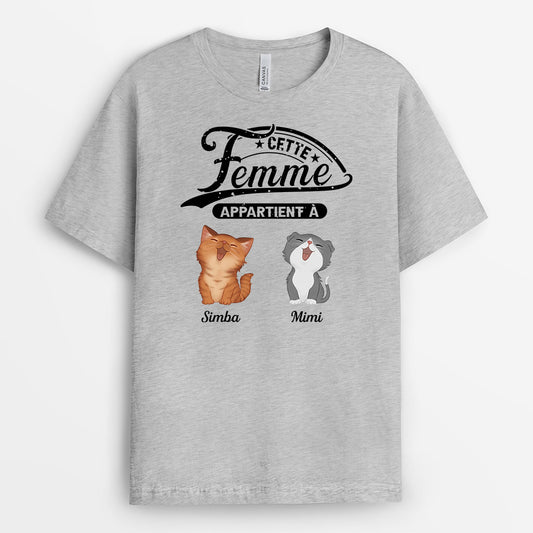 0843AFR2 Cadeau Personnalise T shirt Chat Amoureux des Chats
