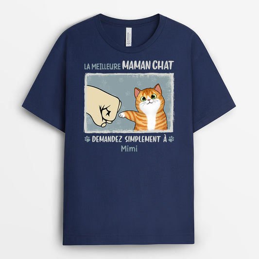 0848AFR2 Cadeau Personnalise T shirt Meilleur Papa Amoureux des Chats