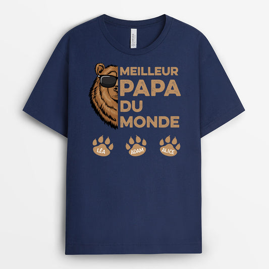 0850AFR1 Cadeau Personnalise T shirt Meilleur Papi Papa