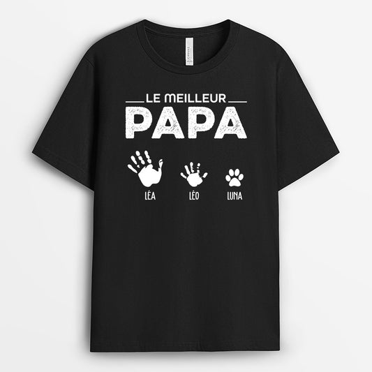 0854AFR1 Cadeau Personnalise T shirt Meilleur Papi Papa