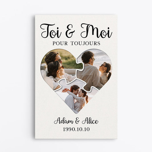 0889CFR1 Cadeau Personnalise Toile Toi Moi Couple Amoureux