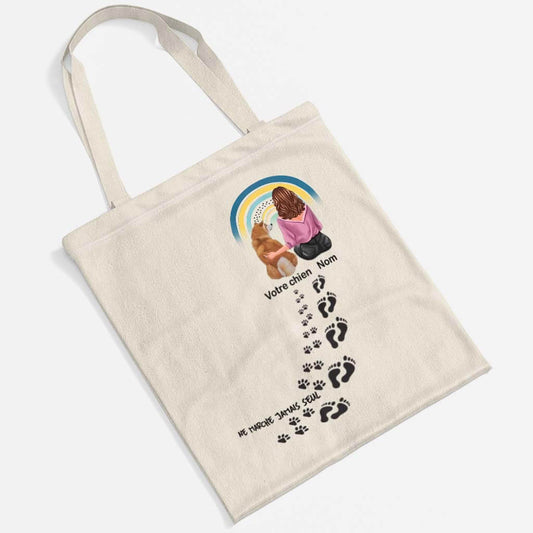 0007BFR2 tote bag ne marche jamais seule version chien personnalise_ecdca9ff 549a 4c53 8b16 731e5882ee0b