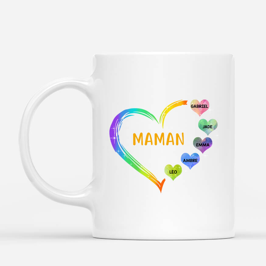 Le cœur de Mamie, Maman - Cadeau Personnalisé | Mug pour Maman/Mamie