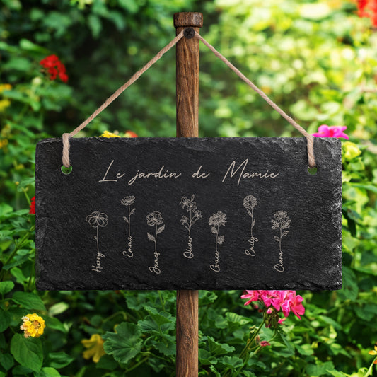 0065AFR2 le jardin de mamie maman plaque ardoise decorative_ personnalisee gravee 0065ae6p5a