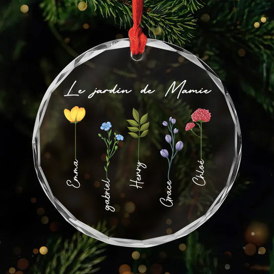 0065OFR1 ornement en verre personnalise pour mamie le jardin de mamie 0065otl7a
