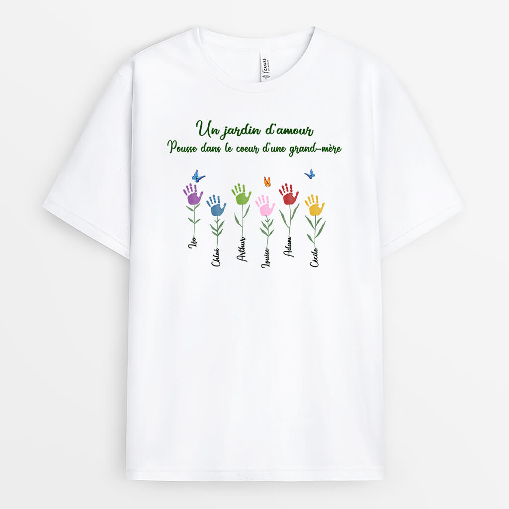 Jardin D'amour De Grand-Mère - Cadeau Personnalisé | T-shirt pour Maman/Mamie