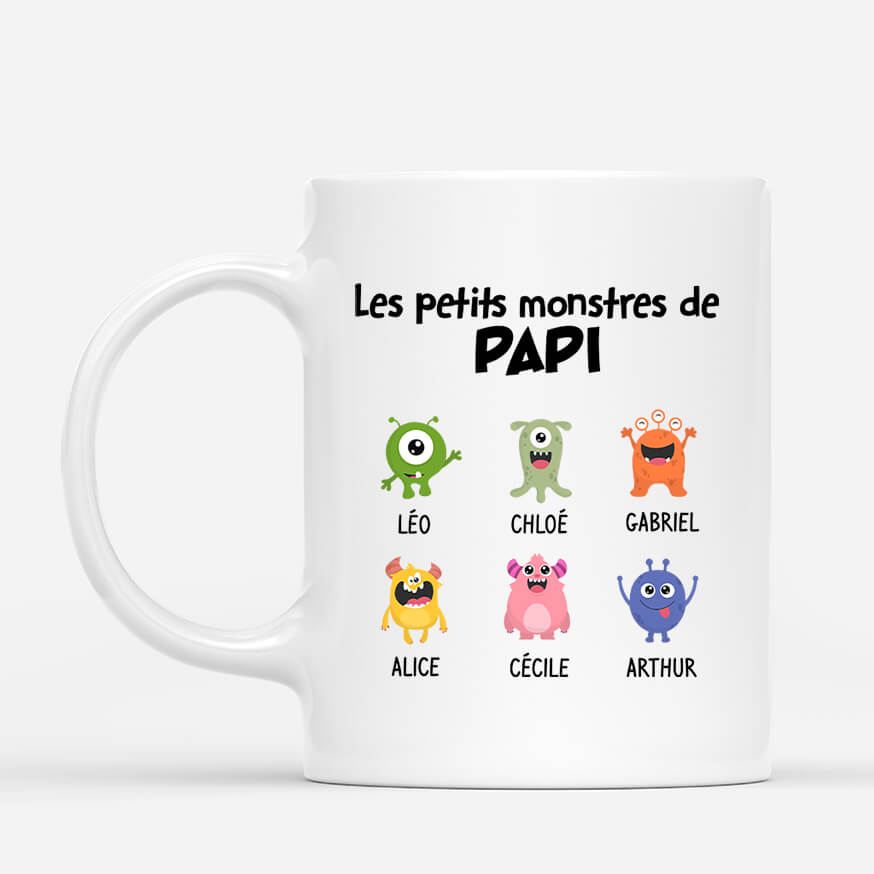 Petits Monstres De Papi Papa - Cadeau Personnalisé | Mug pour Papa/Papi