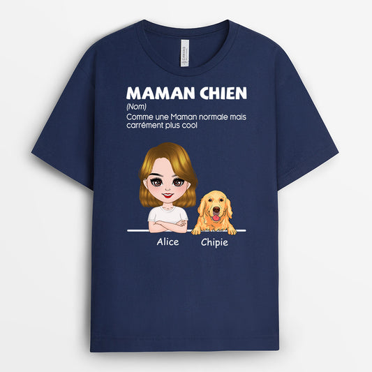 0688AFR1 Cadeau personnalise T shirt Maman Chien Amoureux Des Chiens