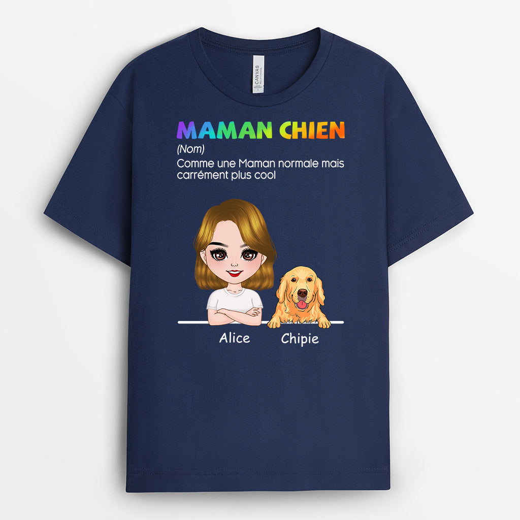 0688AFR3 Cadeau personnalise T shirt Maman Chien Amoureux Des Chiens