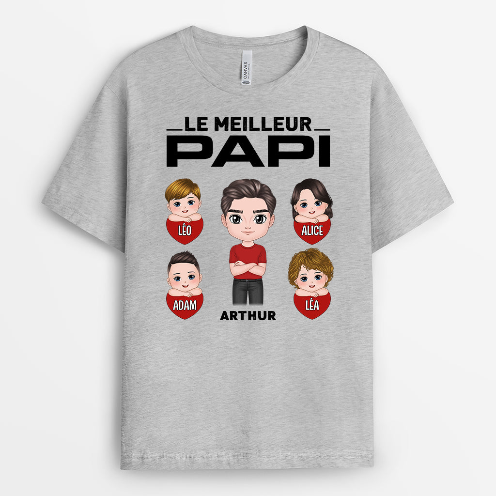 Le Meilleur Papa Papi Du Monde - Cadeau Personnalisé | T-shirt pour Papi Papa