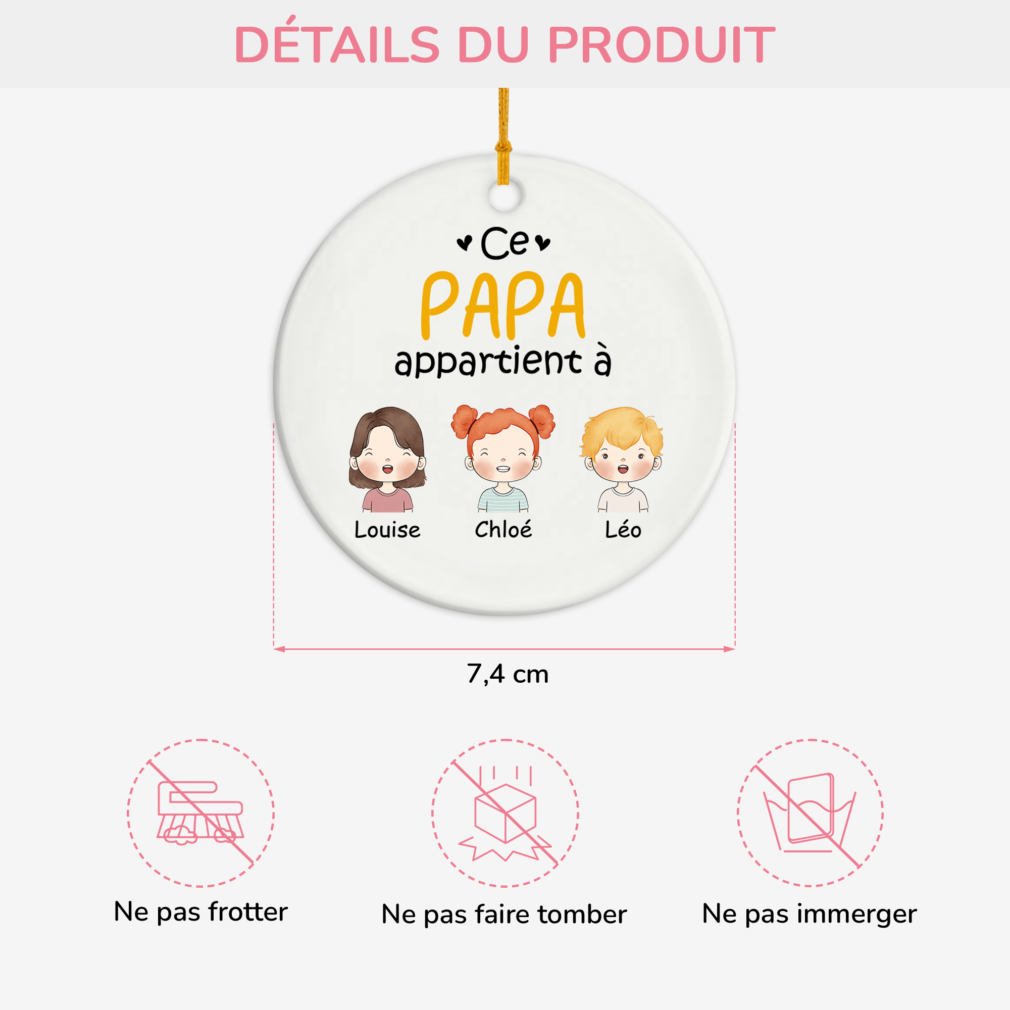 0827OFR3 ornement ceramique personnalise ce papa appartient a version pastel 0827o
