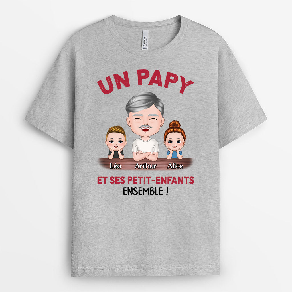 Papa et Ses Enfants Ensemble -Cadeau Personnalisé | T-shirt pour Papa Papy
