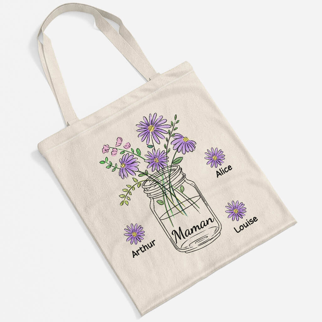 0863BFR2 vase de fleurs de maman  tote bag personnalise maman