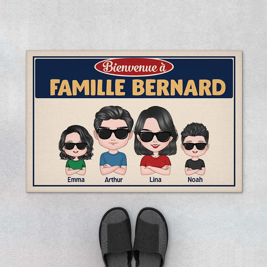 0896DFR1 paillasson personnalise bienvenue a famille version cool 0896dkq0i