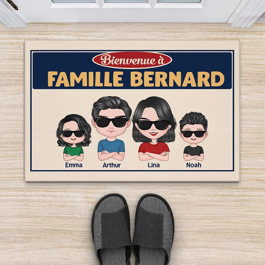0896DFR2 paillasson personnalise bienvenue a famille version cool 0896dkq0i
