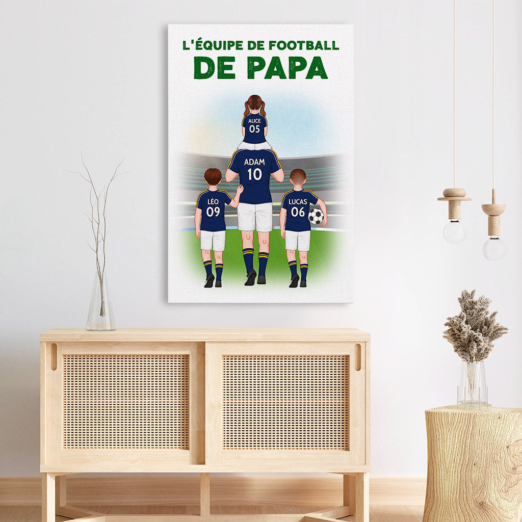 0908CFR3 Cadeau Personnalise Toile Equipe Football Papa Papy
