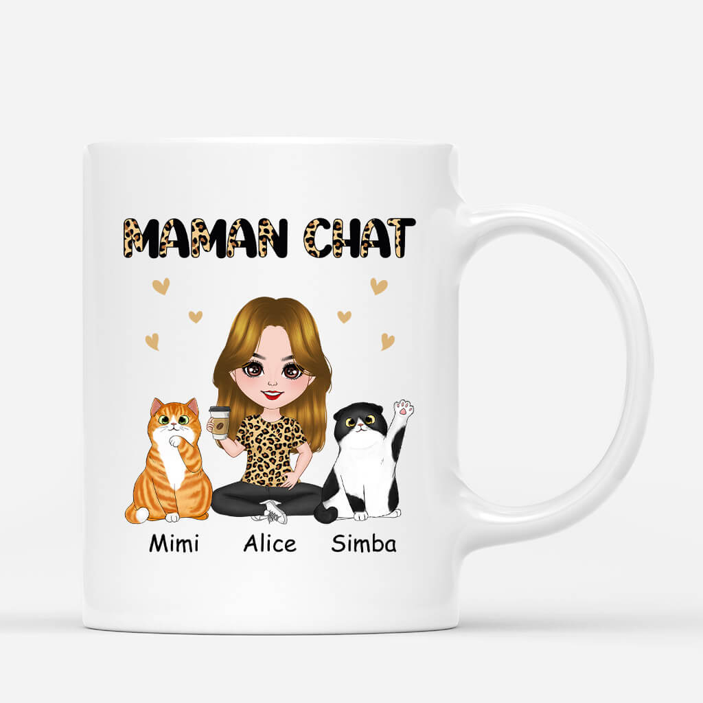 Maman Chat Léopard Café - Cadeau Personnalisé | Mug Pour Amoureux Des Animaux