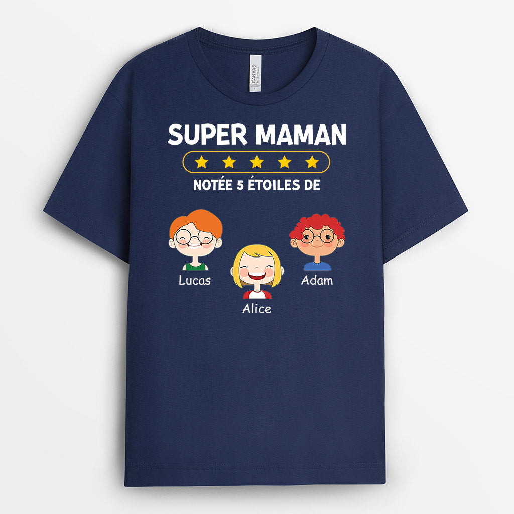 Super Maman Notée 5 Étoiles - Cadeau Personnalisé | T-shirt pour Maman Mamie